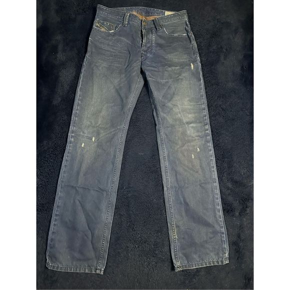 Diesel Larkee Classic Straight Factory Rip Dark Jeans Sz 31x32 B11 - Picture 1 of 12
